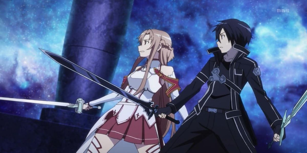 kirito asuna and their swords sword art online