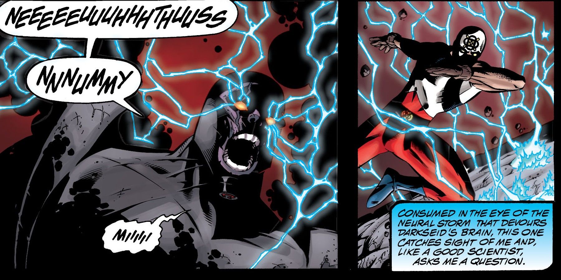 Atom fries Darkseid from inside his brain in DC Comics