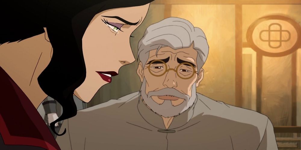Asami tearing up while visiting her father, The Legend Of Korra