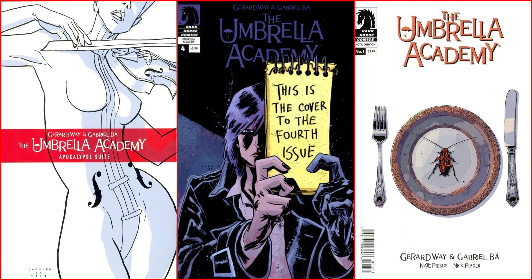 The Umbrella Academy comic book covers.