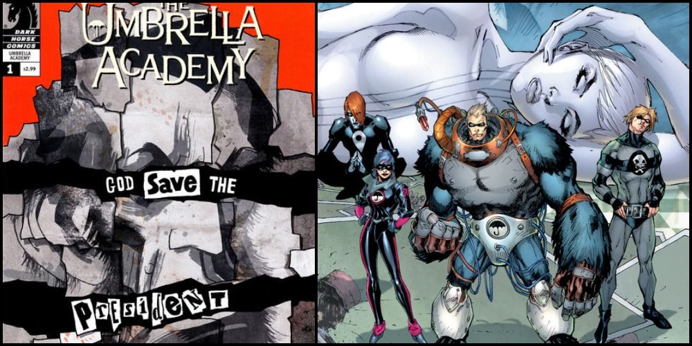 The Umbrella Academy: Dallas #1 comic book covers featuring The Seance, The Rumor, Spaceboy and The Kraken