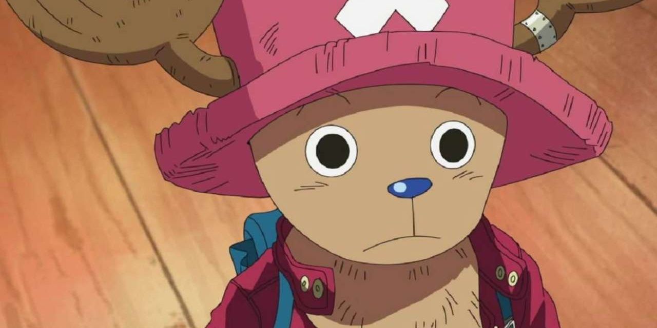 Tony Tony Chopper stands on the ship's deck in One Piece anime.