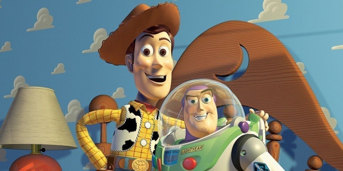 Woody and Buzz posing in Toy Story