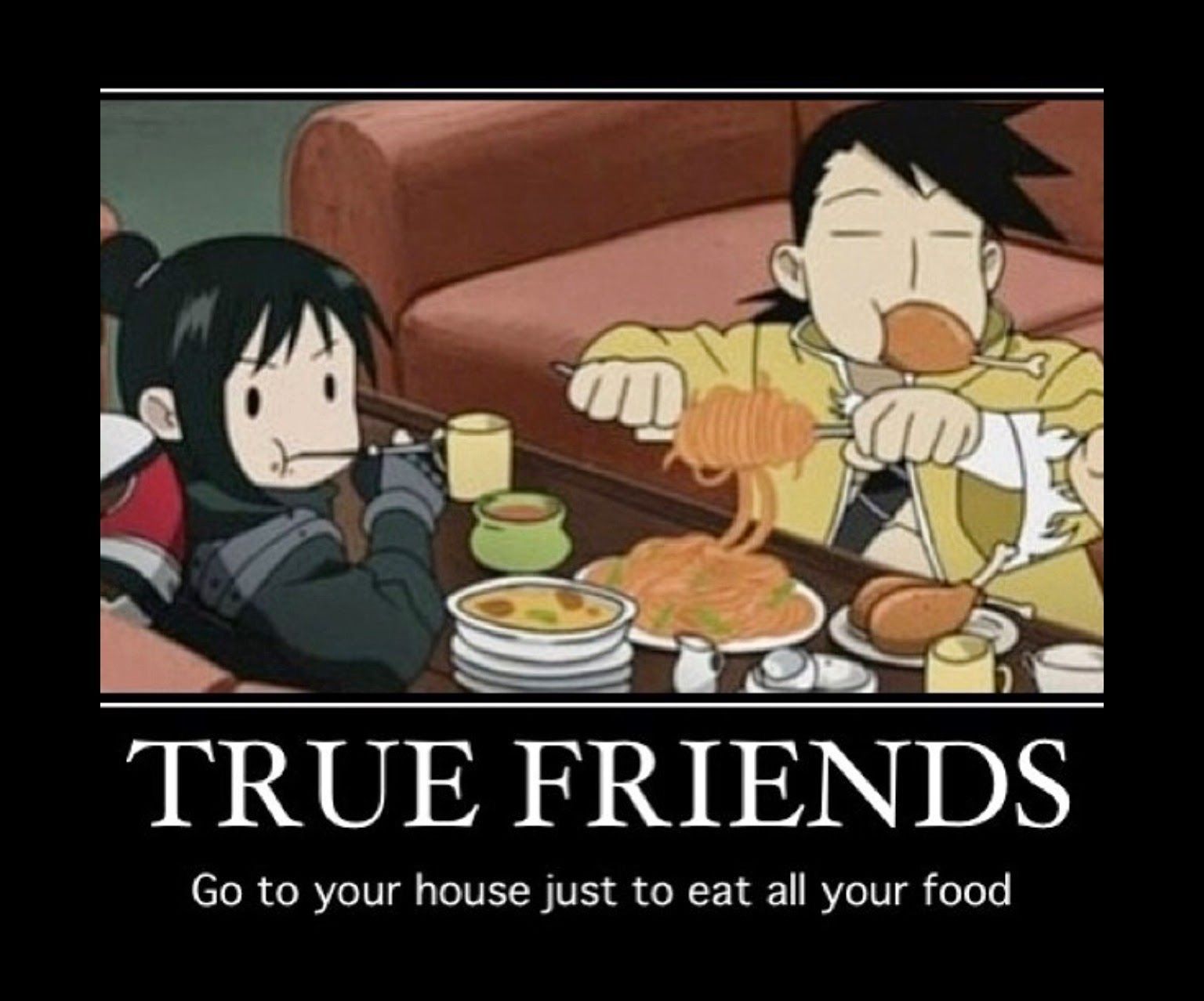 Ling and Lan Fan eating food, meme