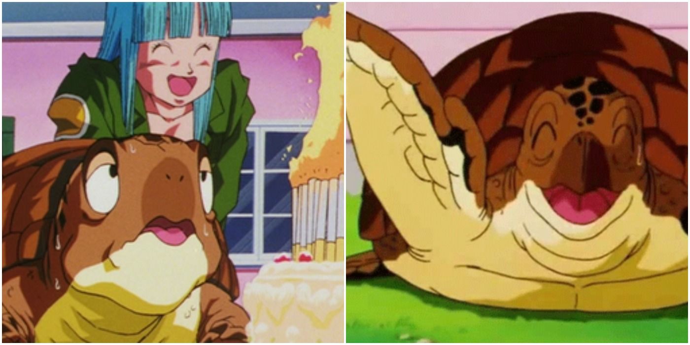 Turtle plays with Marron in Dragon Ball Z