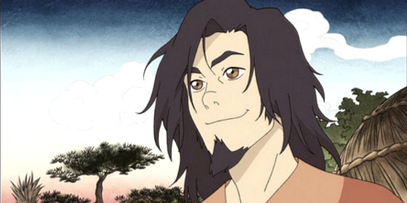 Avatar Wan smiling in front of trees in The Legend of Korra