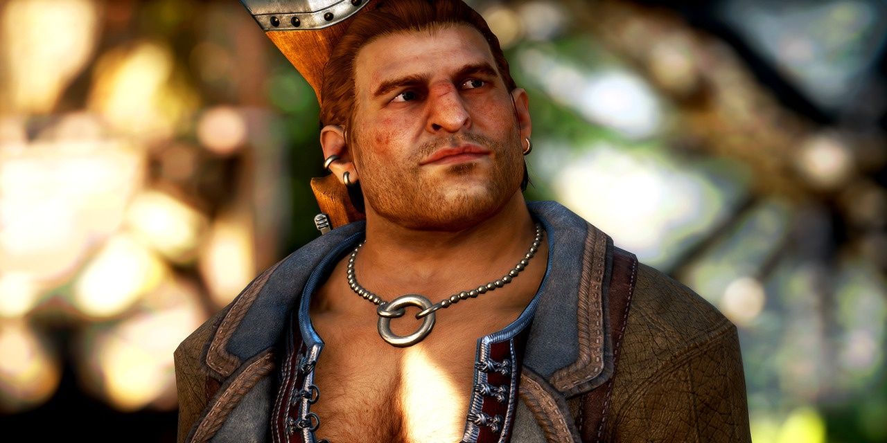 Varric Tethras looking upwards in Dragon Age: Inquisition