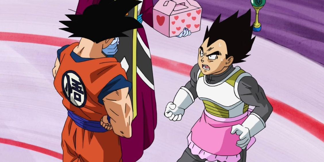 Vegeta and Goku do chores for Beerus and Whis
