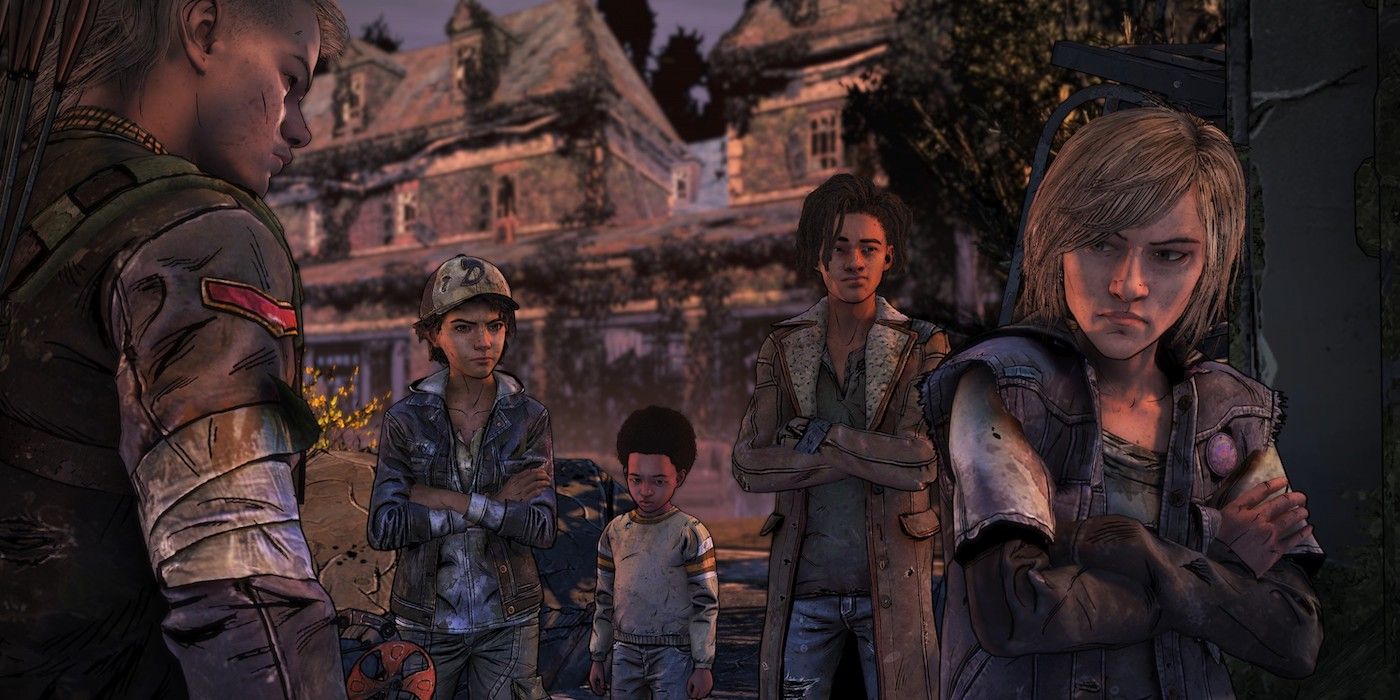 Clementine and her allies in Telltale's The Walking Dead: The Final Season