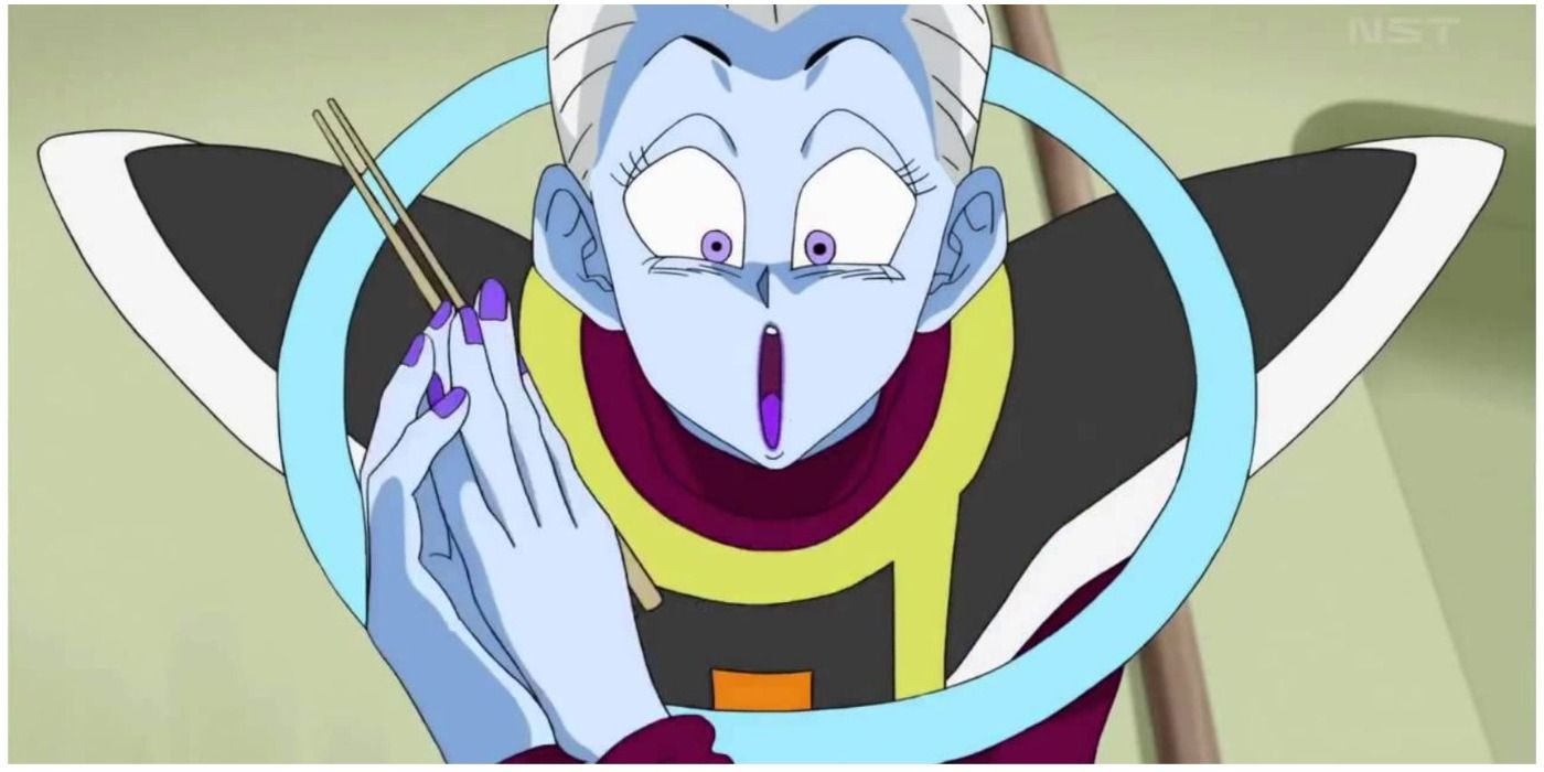 Whis gets excited to eat dessert in Dragon Ball Super