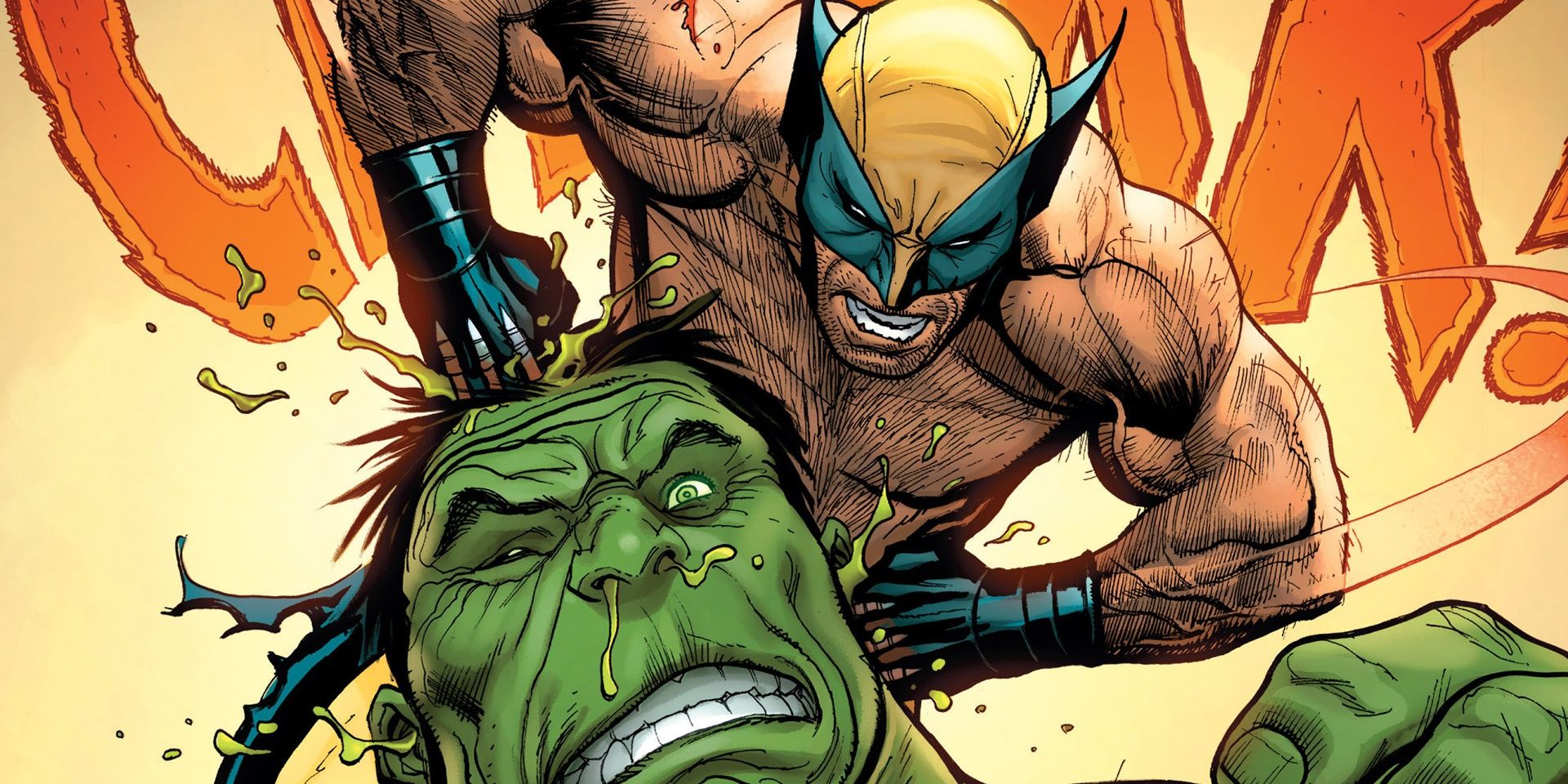 Marvel Comics' Wolverine Stabbing Hulk In The Head