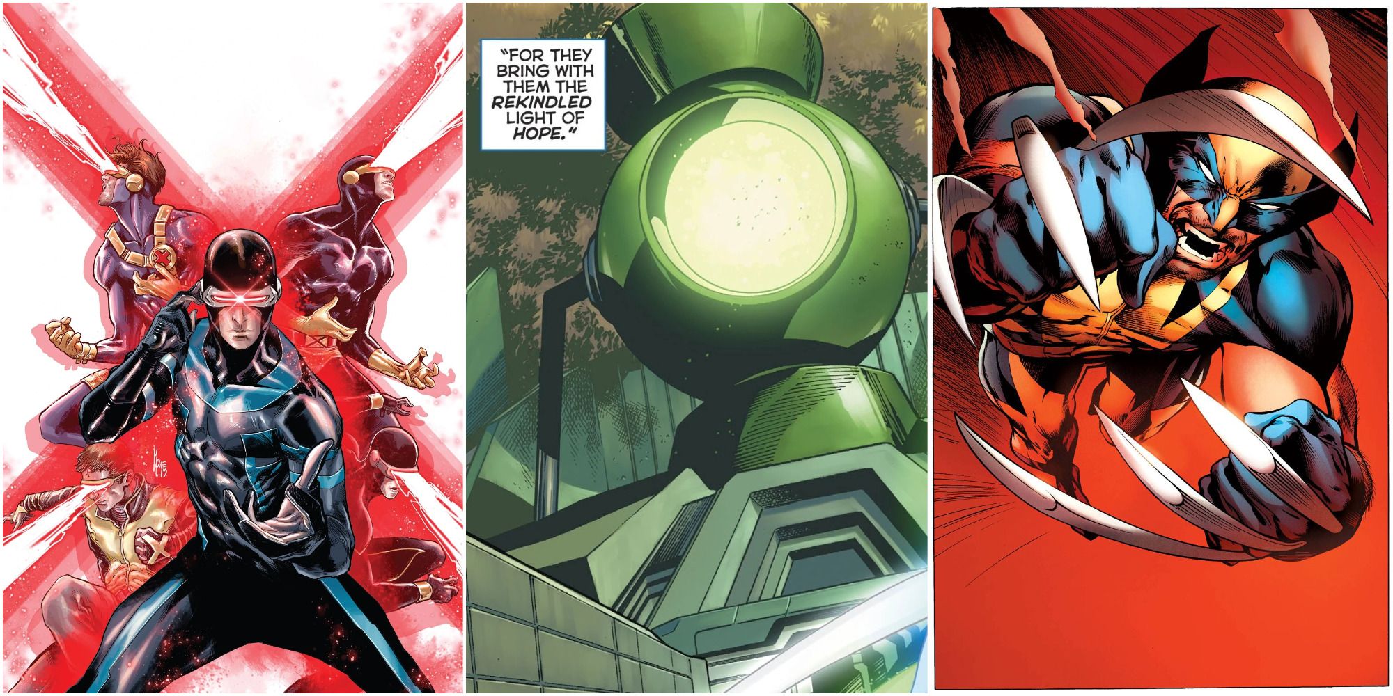 Cyclops, Green Lantern Central Power Battery, and Wolverine