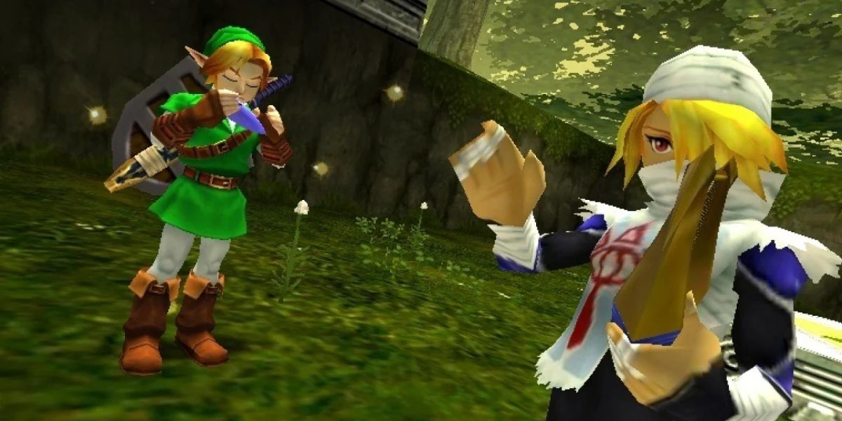 Sheik and Link play their instruments in The Legend of Zelda Ocarina of Time