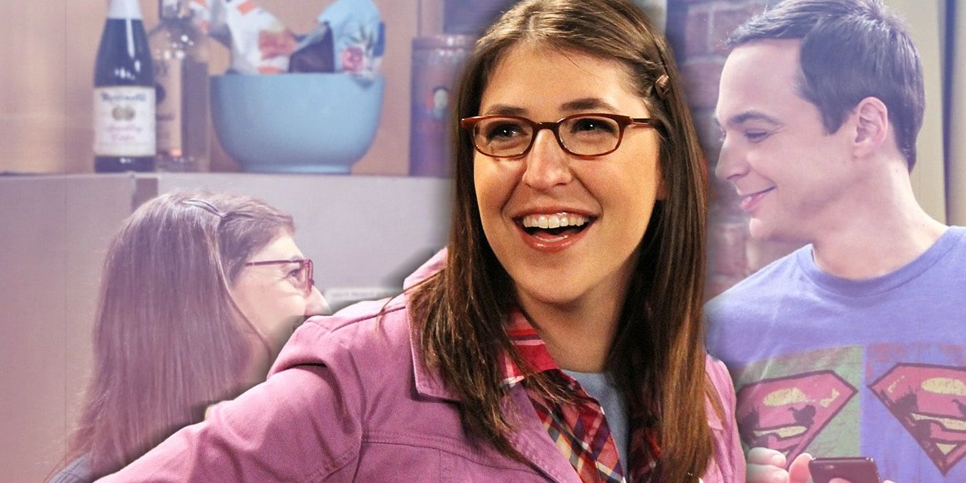 Mayim Bialik as Amy Farrah Fowler, with Jim Parson's Sheldon from The Big Bang Theory