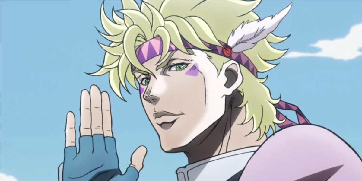 César Zeppeli acenando em Jojo's Bizarre Adventure