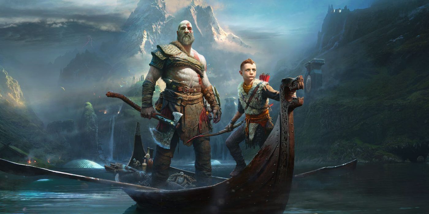 Kratos and Atreus on a boat