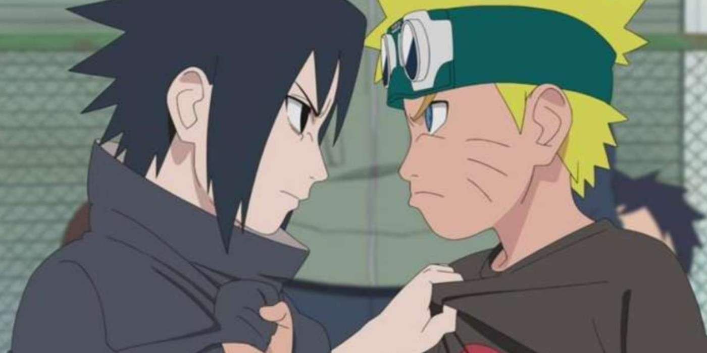 Naruto and Sasuke fighting