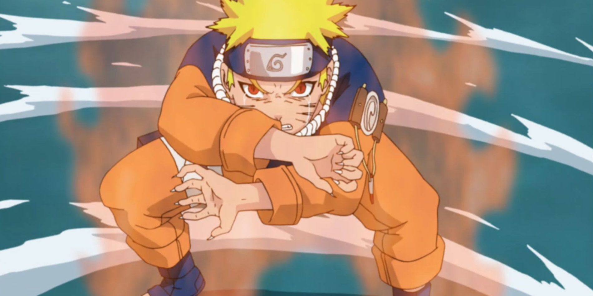 Naruto tem o chakra de Kurama ao seu redor.