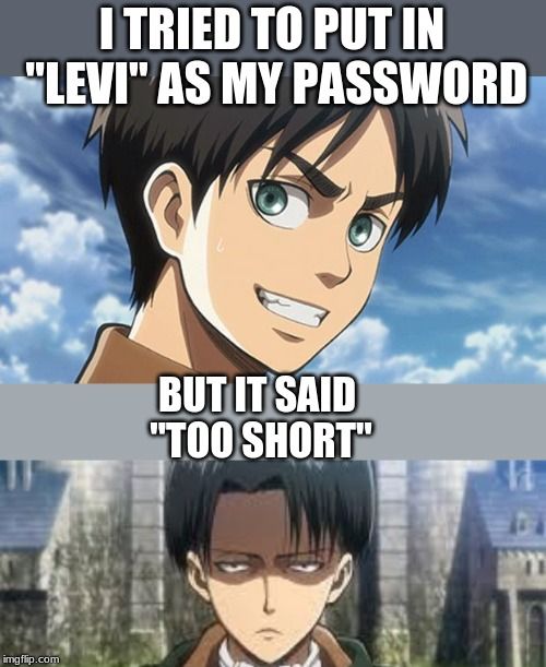 Levi as a password is too short.