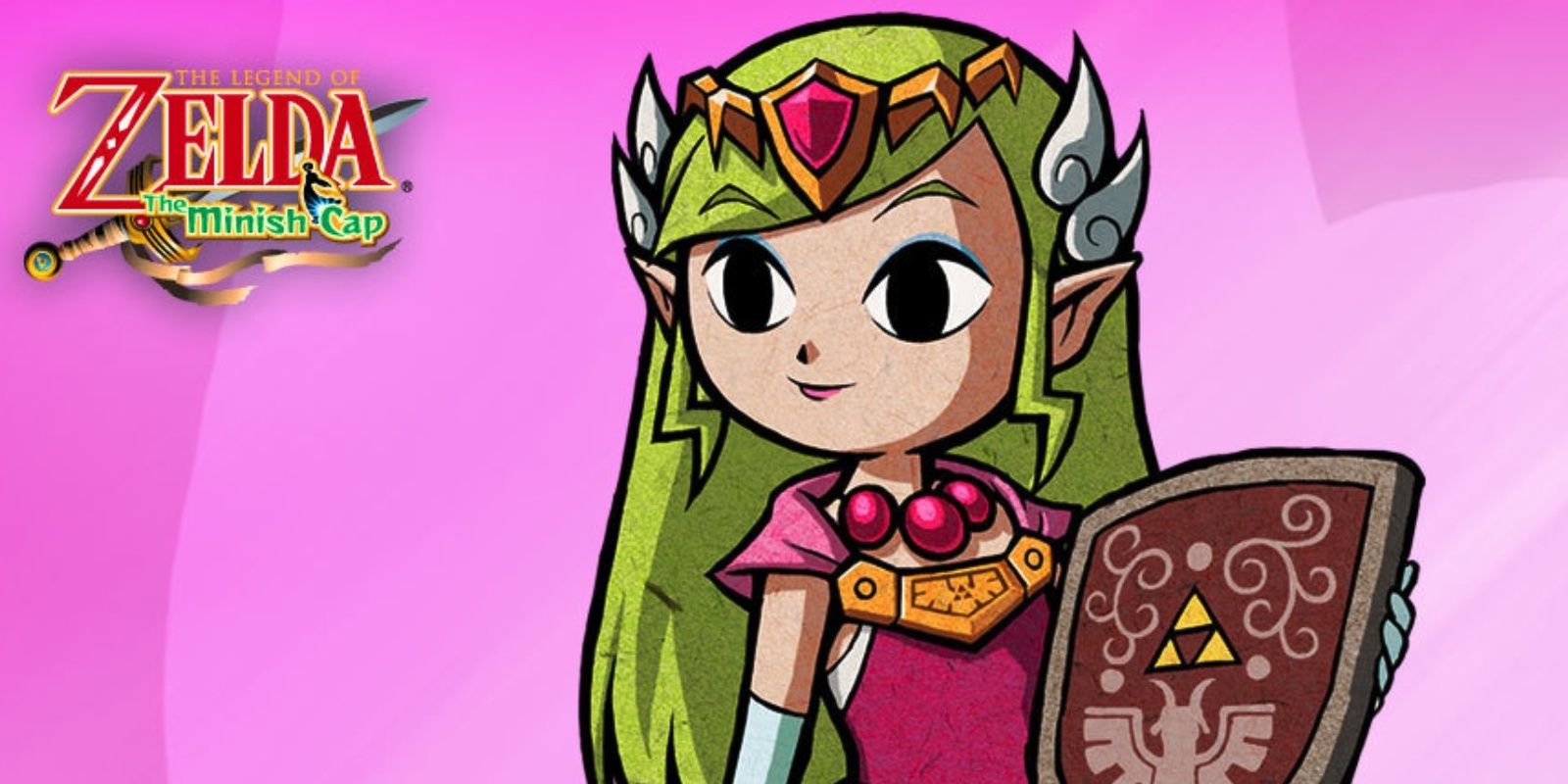 Princess Zelda as she appears in The Minish Cap with Game Logo and Title