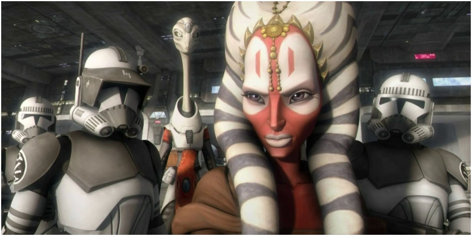 Shaak Ti flanked by Clones