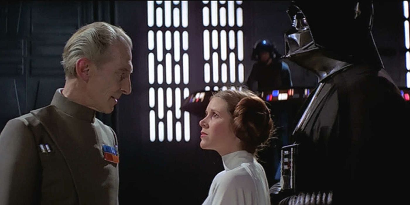 Leia and Tarkin in Star Wars: A New Hope