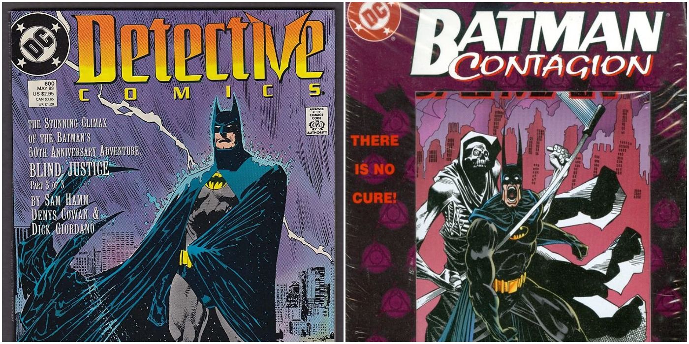 images of 1980s and 1990s Batman comics covers