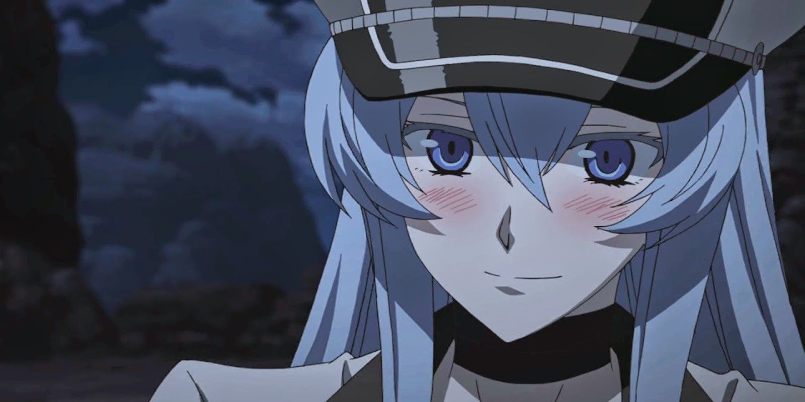 Esdeath from Akame Ga Kill! smiling and blushing.