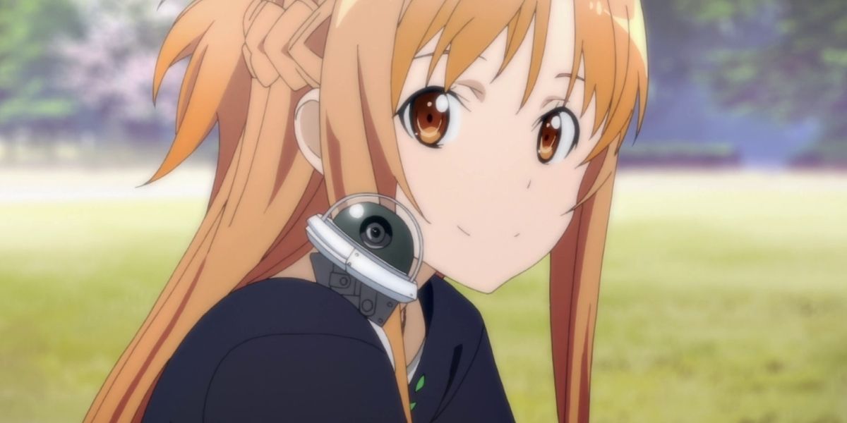 Asun from Sword Art Online smiling at the camera