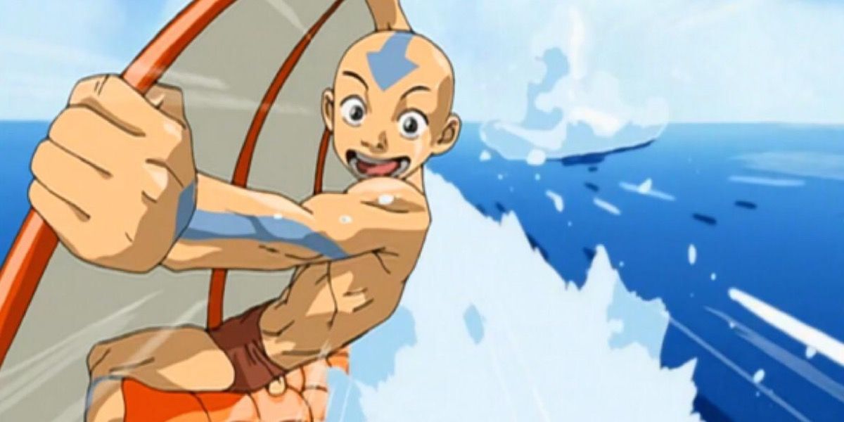 Aang Koi Fish surfing in Avatar: The Last Airbender