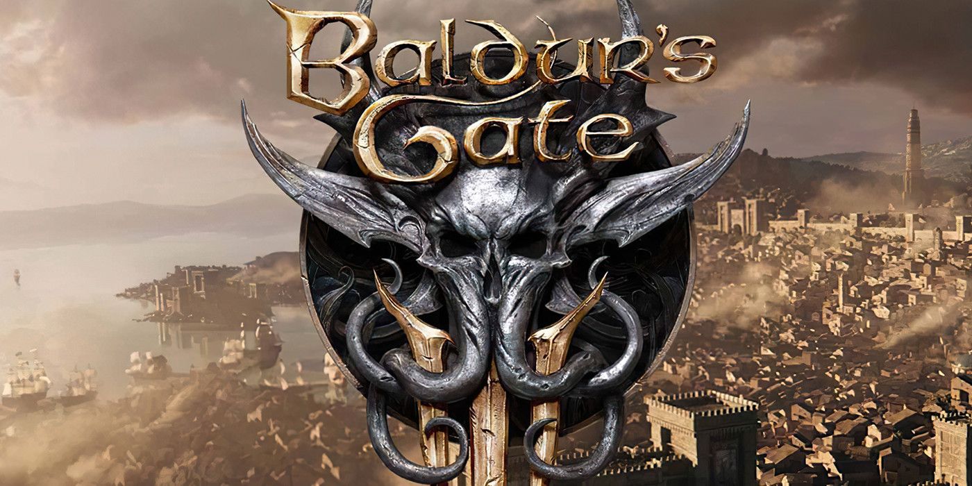 A promotional image for Baldur's Gate III, featuring the game's logo.