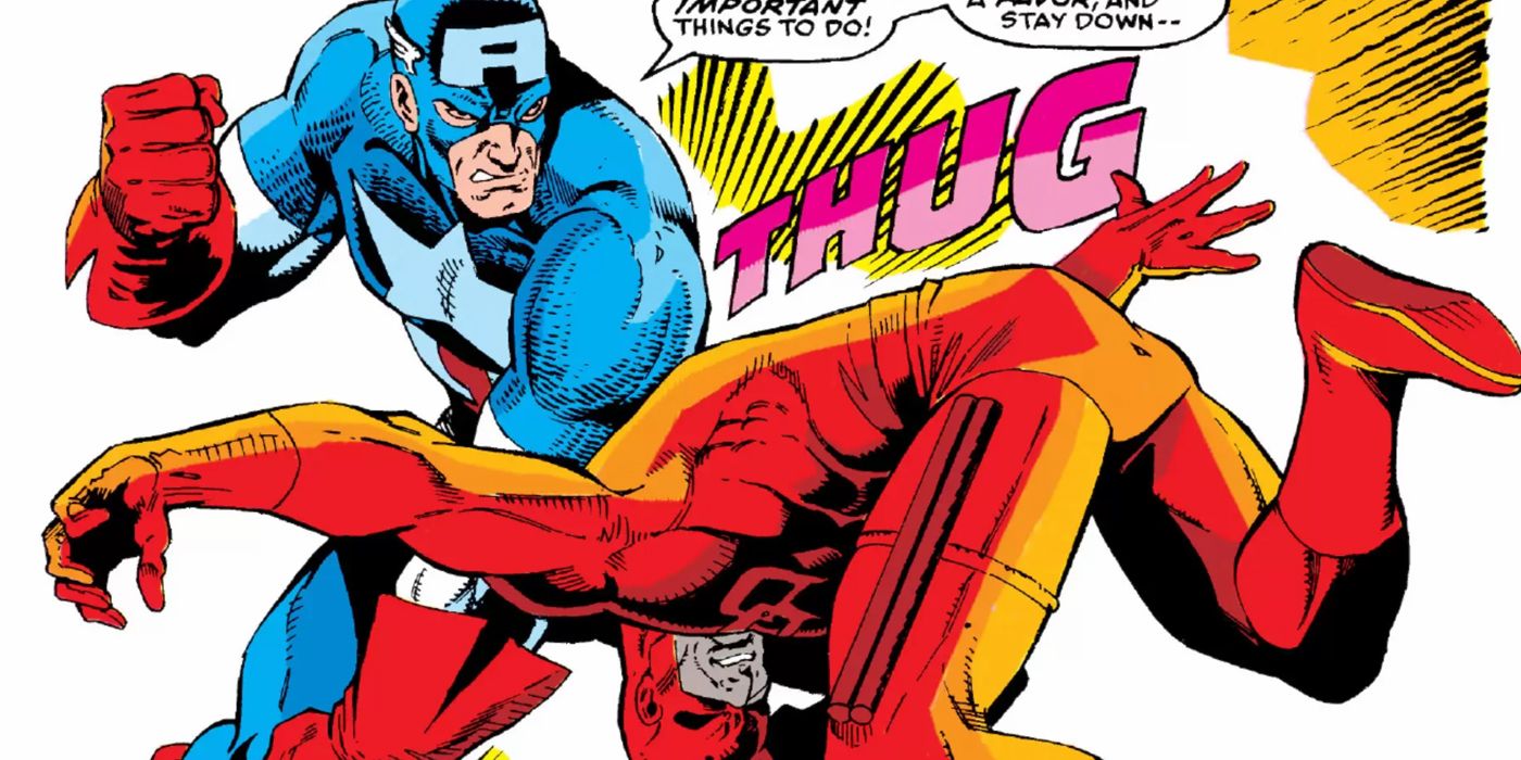Captain America punching Daredevil