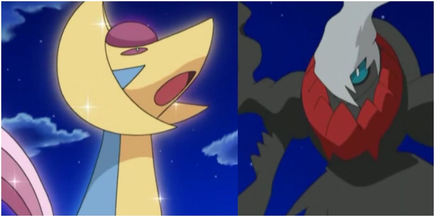 the legendary lunar duo of Cresselia and Darkrai in the pokemon anime