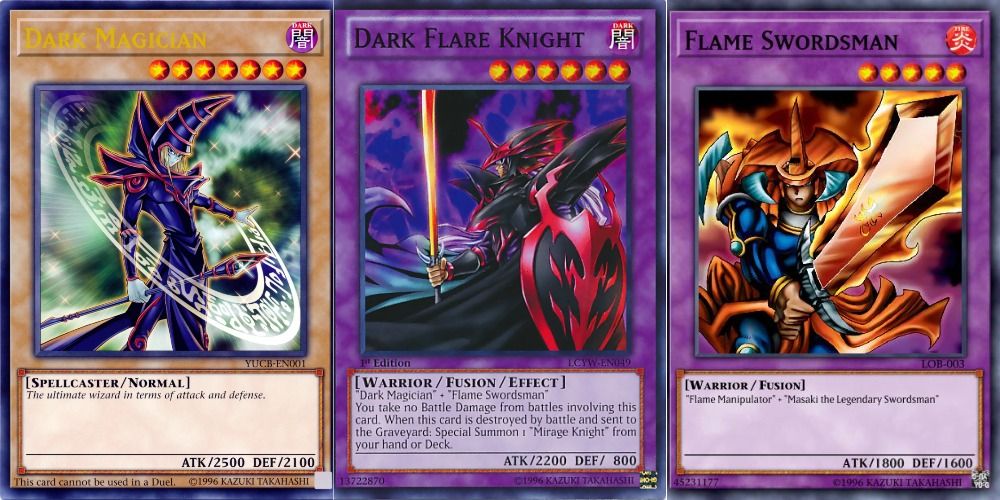 Dark Magician, Dark Flare Knight and Flame Swordsman