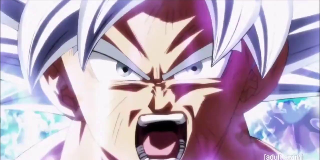 Anime Dragon Ball Super Ultra Instinct Goku Yells