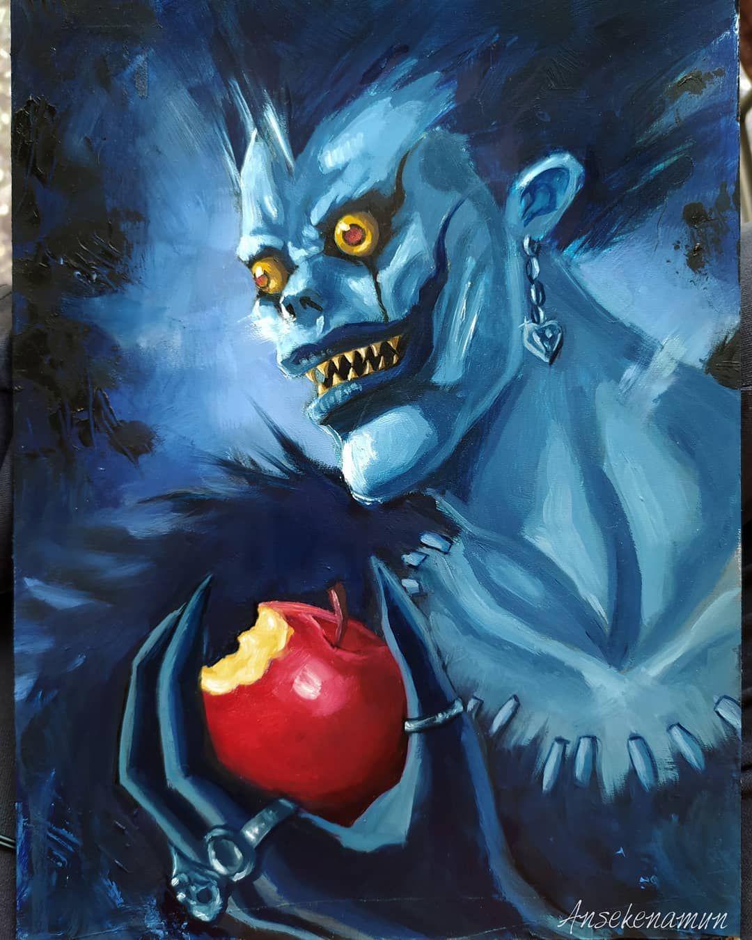 Ryuk of Death Note Ansekenamun Art oil painting in blue