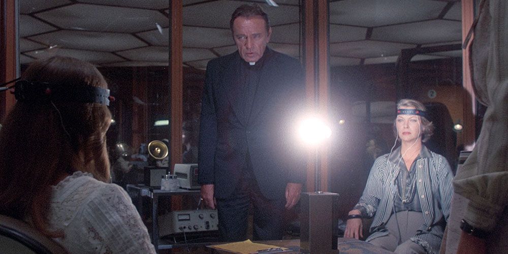 Father Lamont speaks to Regan MacNeil in Exorcist II: The Heretic