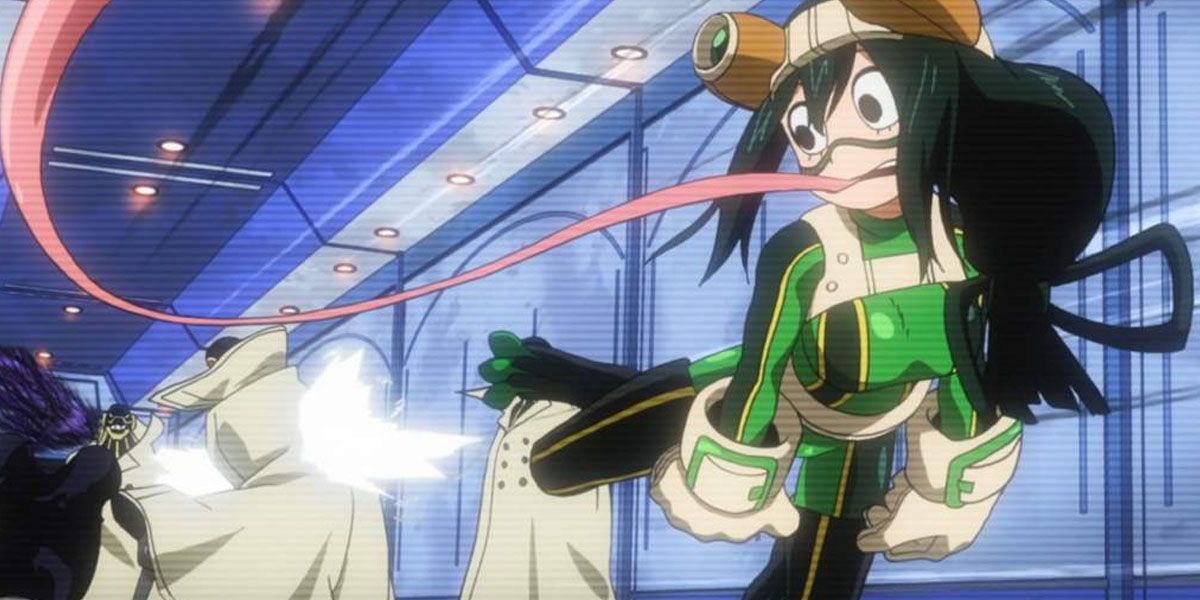 Froppy using her long tongue to fight her teacher