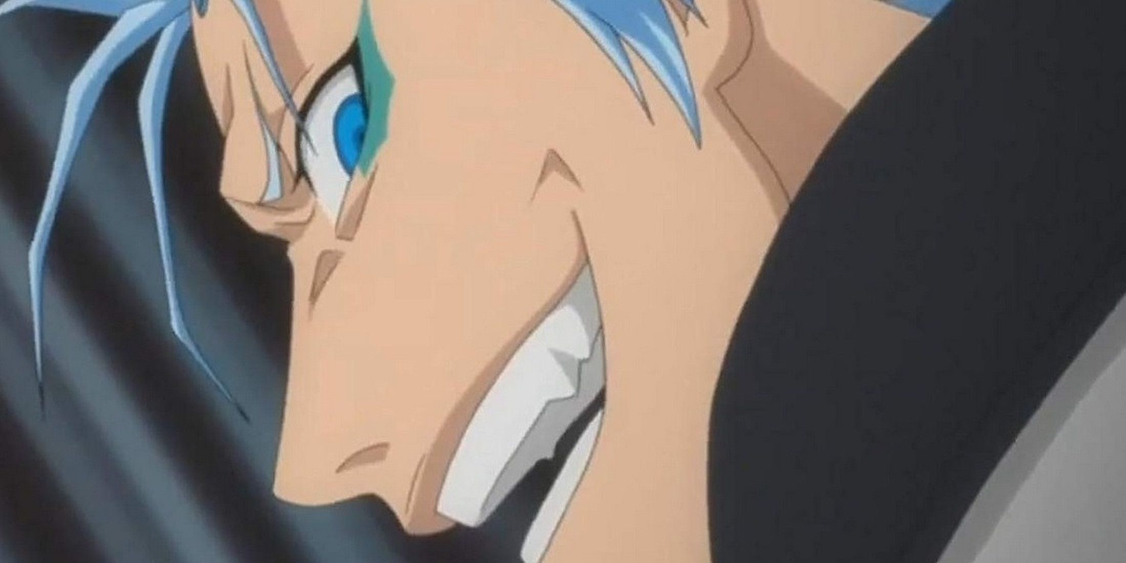 grimmjow is looking over his shoulder while smiling