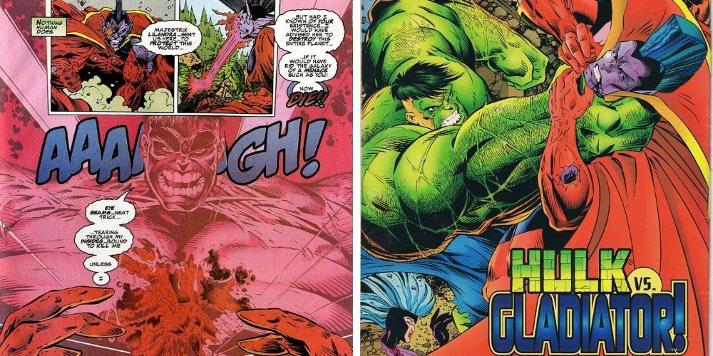 Hulk vs Gladiator, Gladiator shoots hole in Hulk's chest