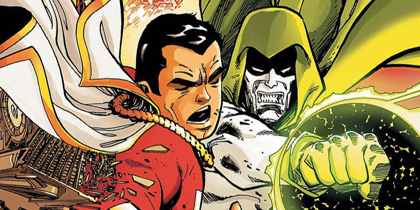 Spectre punches Captain Marvel (Shazam) in DC Comics
