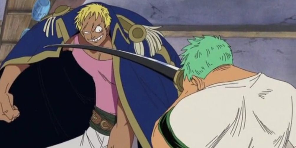 Zoro squaring off with Bellamy in One Piece's Jaya arc