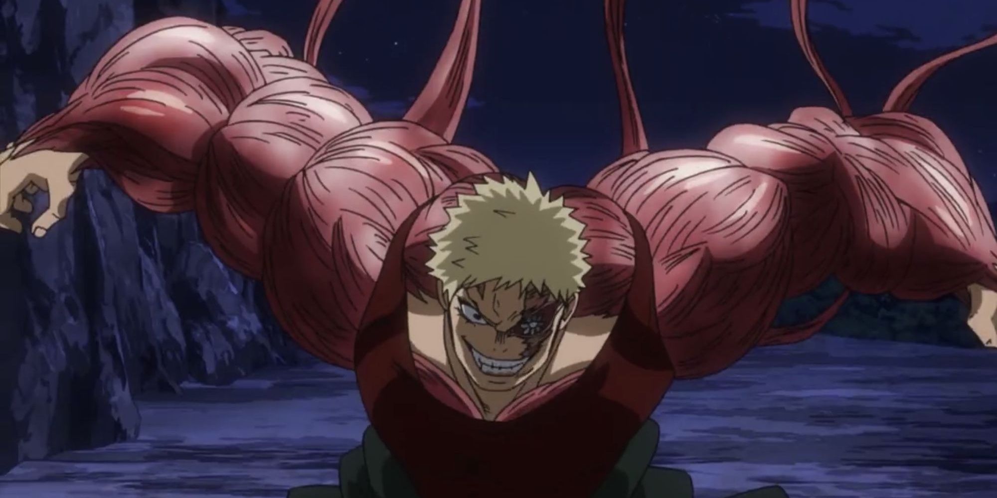 the villain muscular attacking in my hero academia