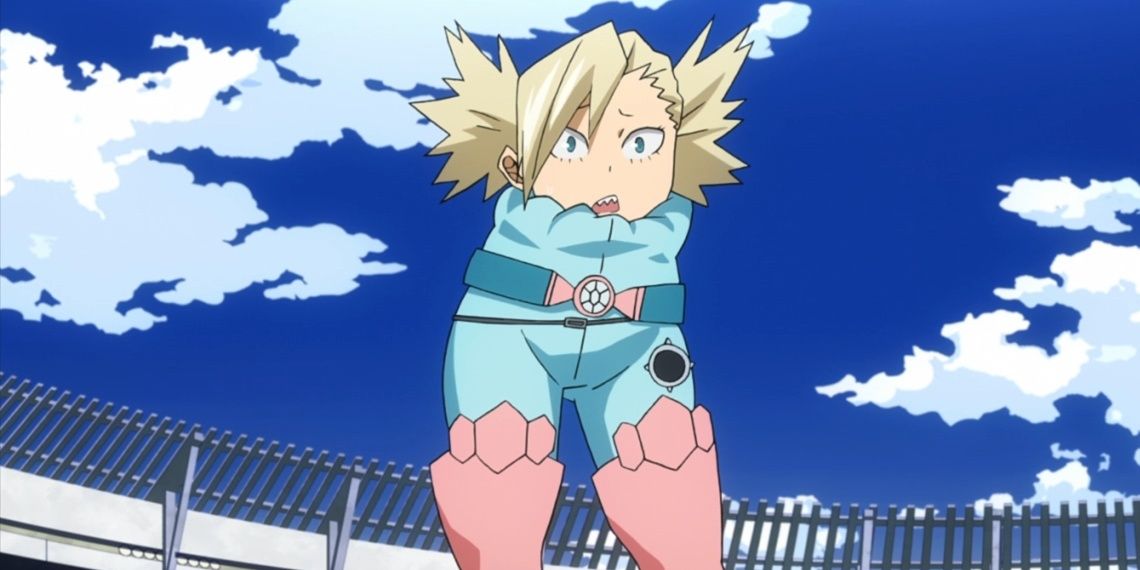 Tatami Nagagame retracts into her body with her Telescopic Quirk in My Hero Academia