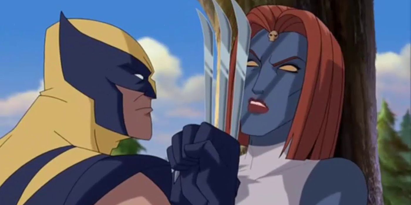 Wolverine ameaça Mística com suas garras em Wolverine e os X-Men