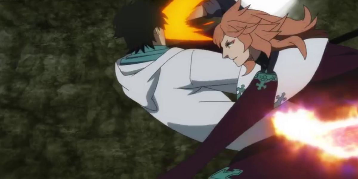 Black Clover: Mareoleona Punching Rhya With A Fiery Fist