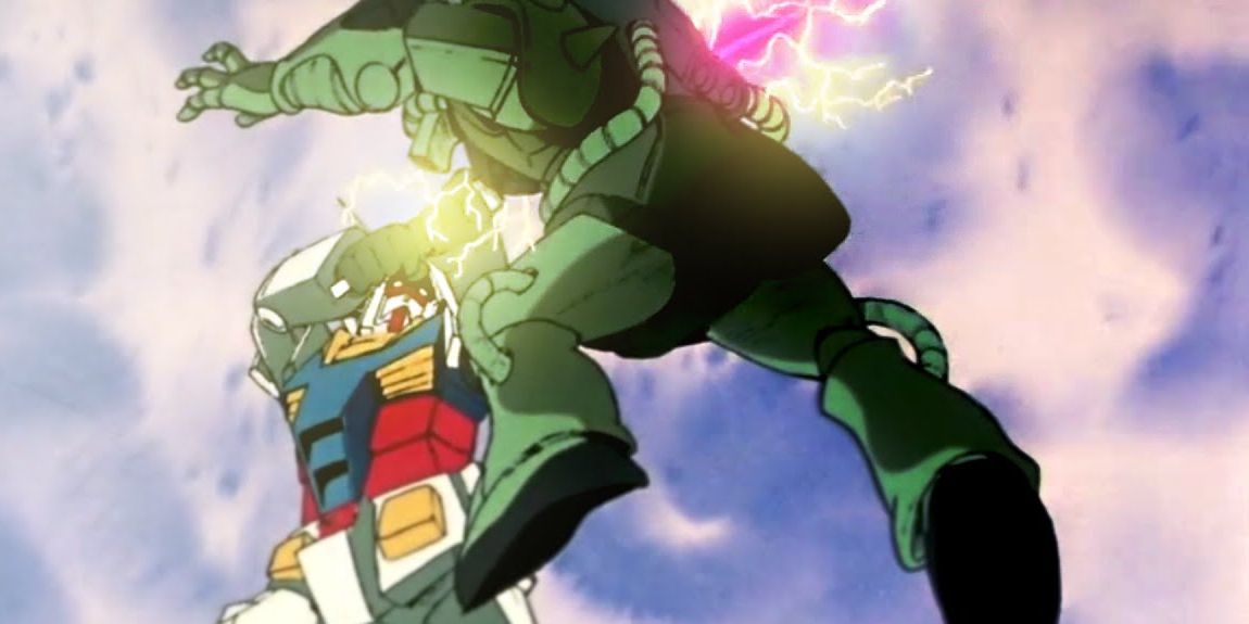 Anime Mobile Suit Gundam Amuro Ray RX-78-2 Gundam Destroys Zaku