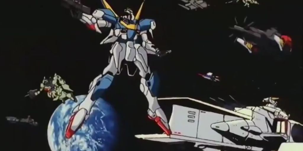 The final battle plays out in Mobile Suit Victory Gundam