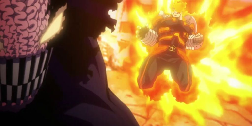 Endeavor fights Nomu with fire in My Hero Academia
