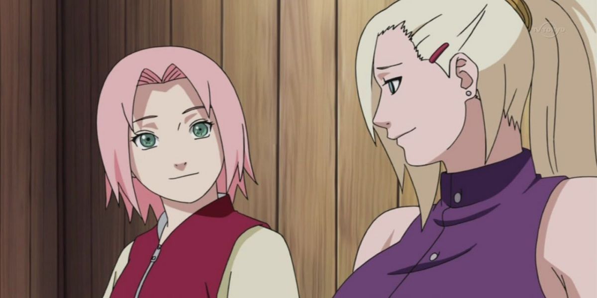 Naruto's Ino And Sakura Smiling At Each Other.